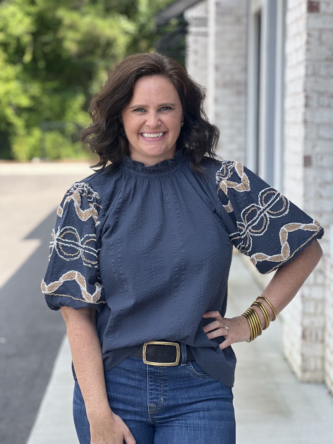 HAND EMBROIDERED SLEEVE TOP
