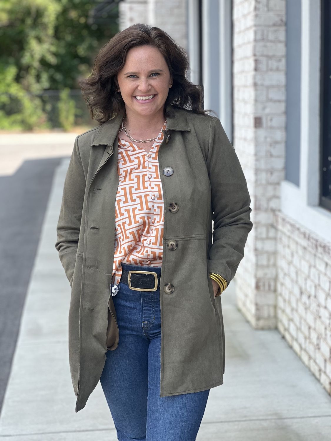 button up suede coat