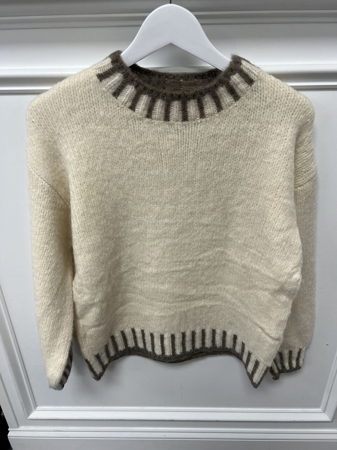Cream and brown sweater