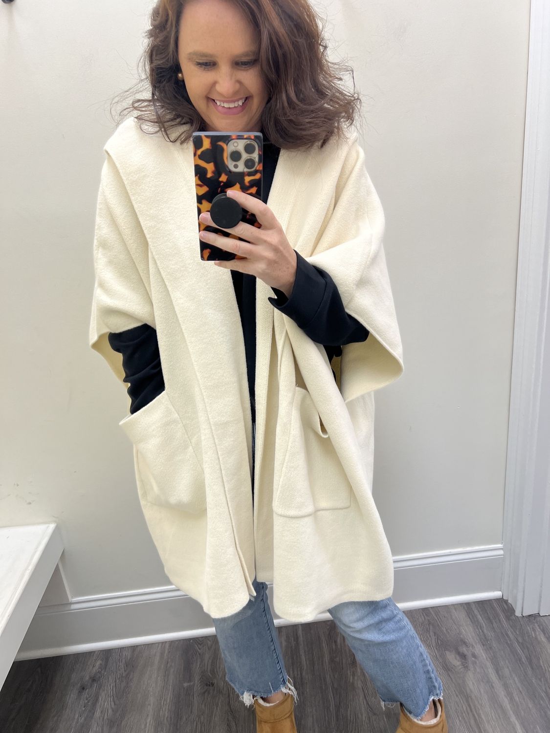 Hooded cape cardigan