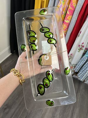 Olive glass tray