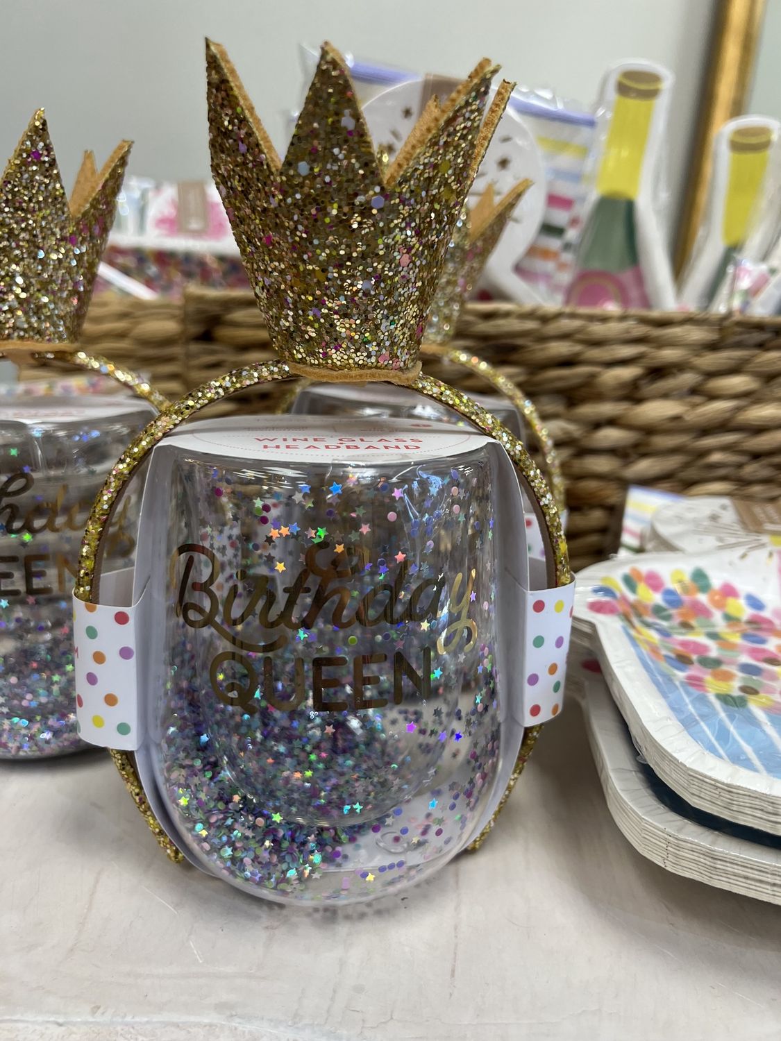 Birthday glass and headband