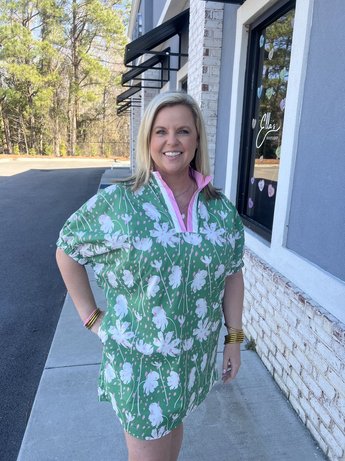 GREEN AND PINK DRESS