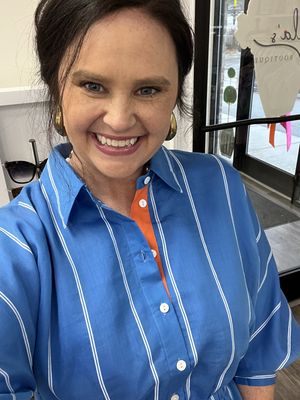 Short sleeve striped dress with orange