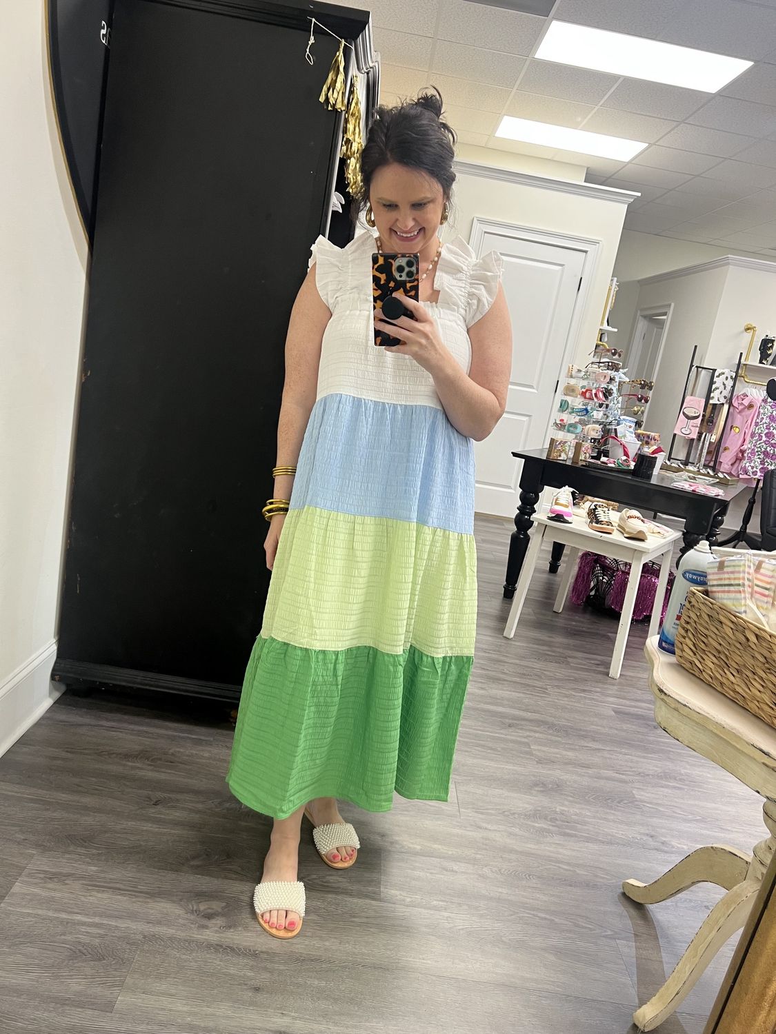 Colorblock tiered dress