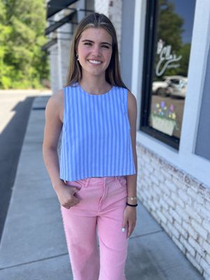 Blue button back top