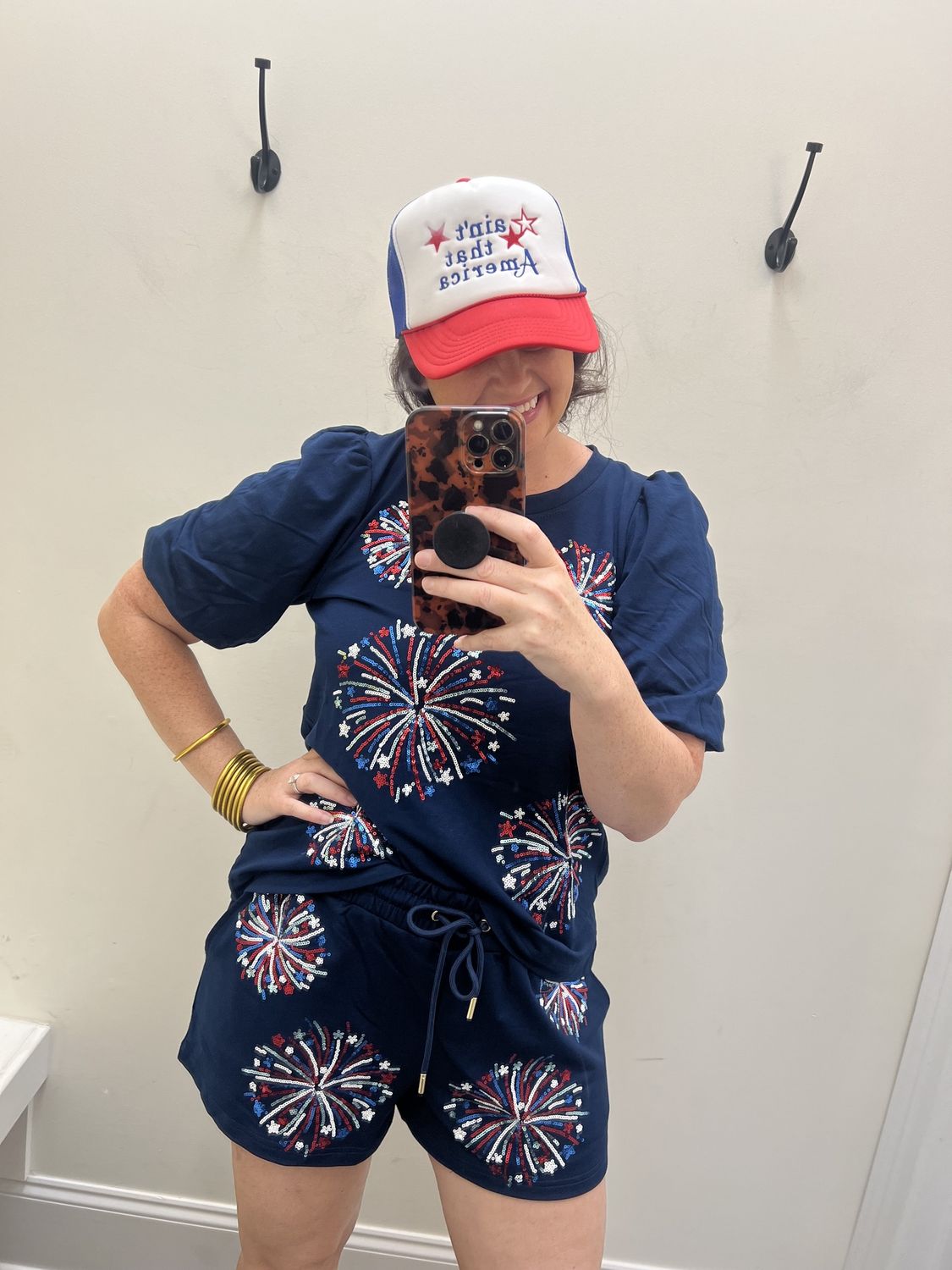 Fireworks puff sleeve top