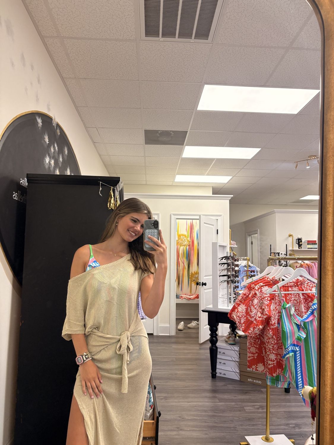 Cream tie waist