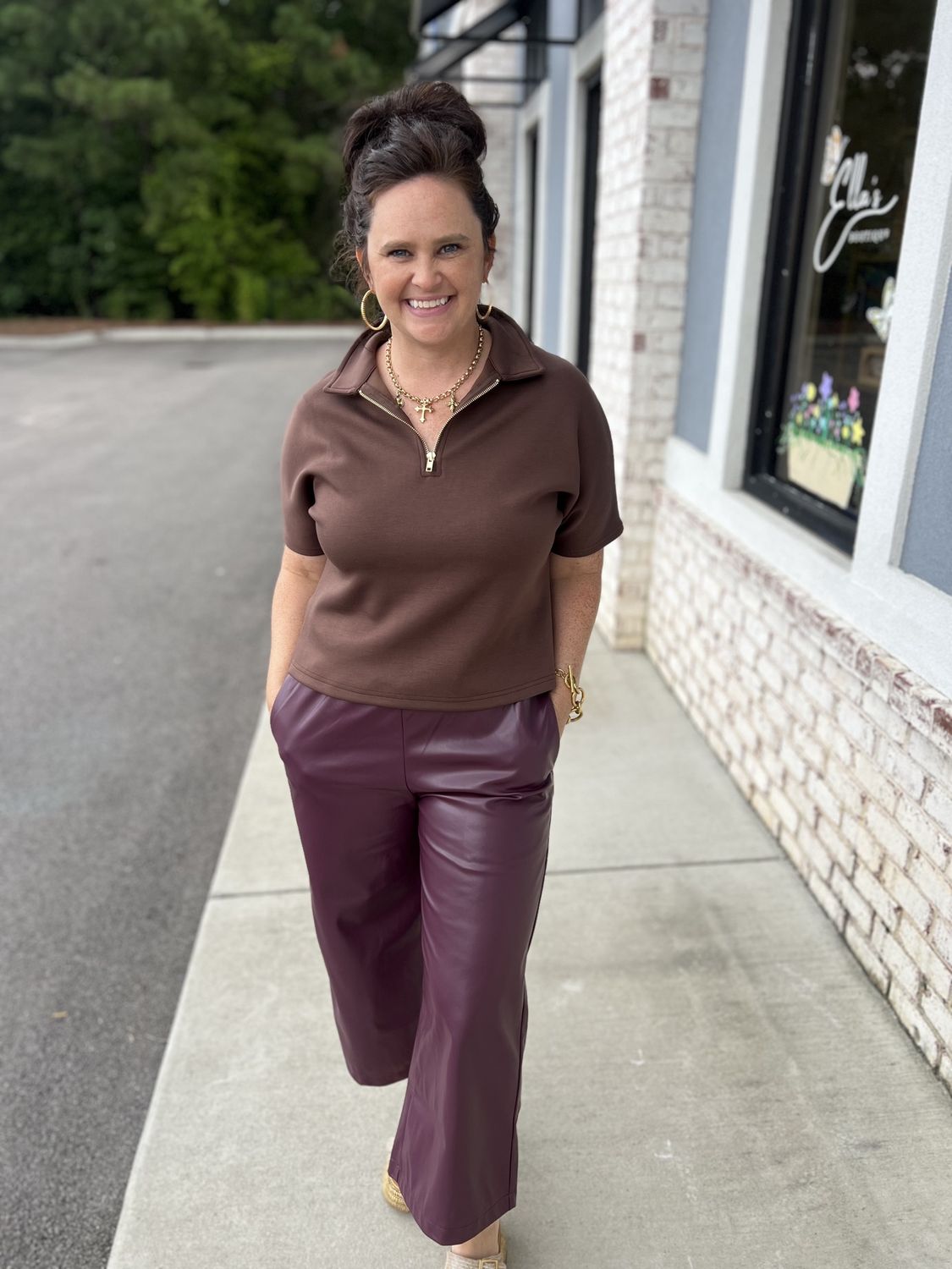 Port leather pants