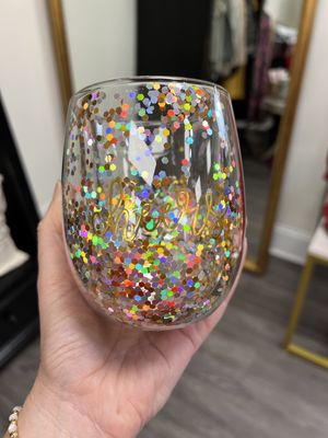 Cheers glitter glass