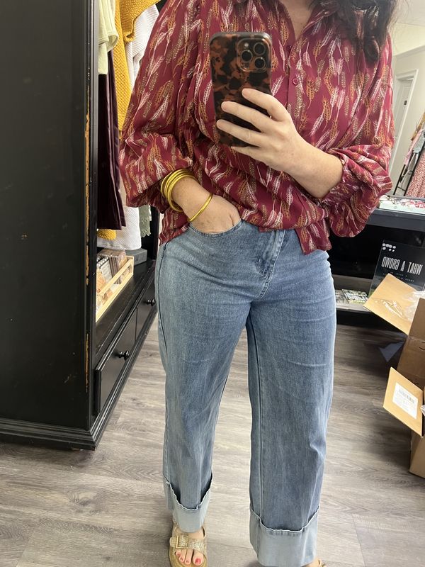 Burgundy feather top