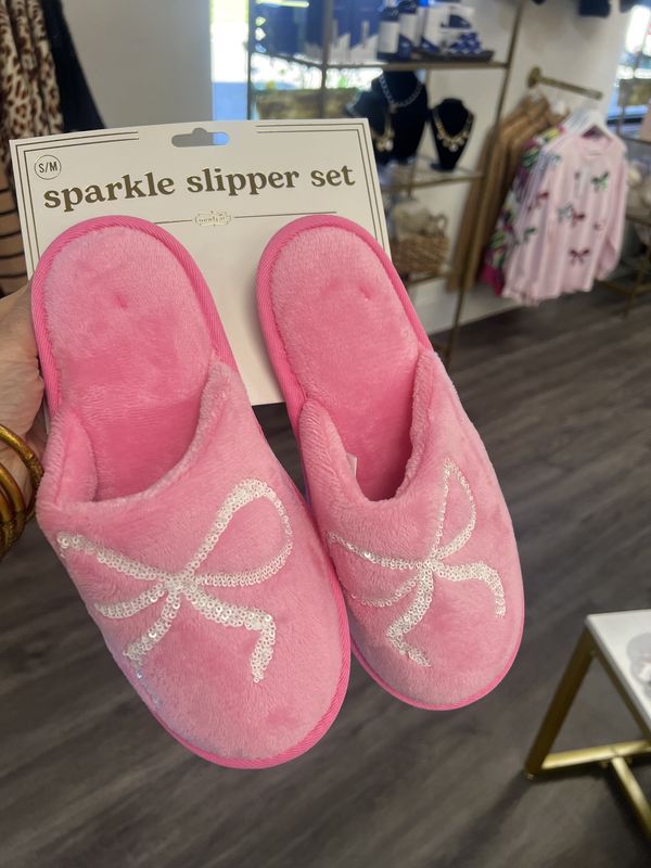 Pink bow slippers