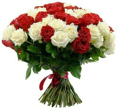 101 Red and White Roses Bouquet