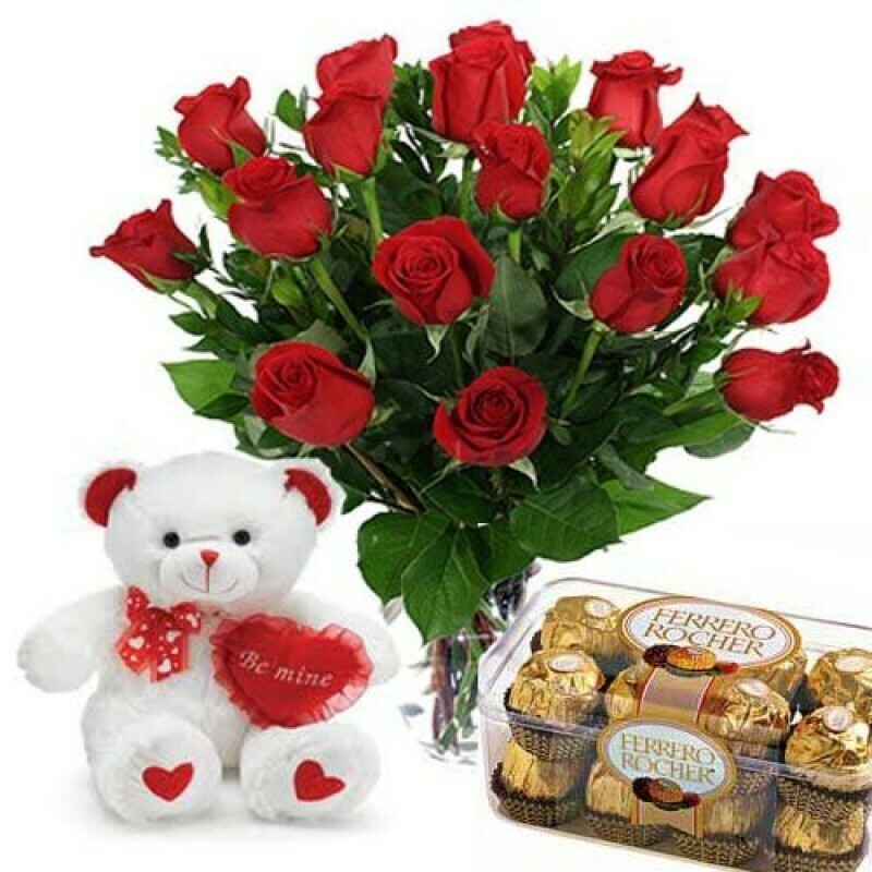 Red Roses with Chocolate And Teddy.(DEAL)