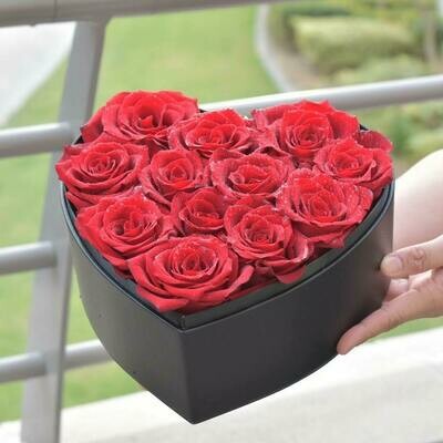 12 Red Roses Heart Box