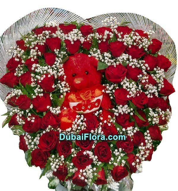Red Roses Bouquet with Teddy