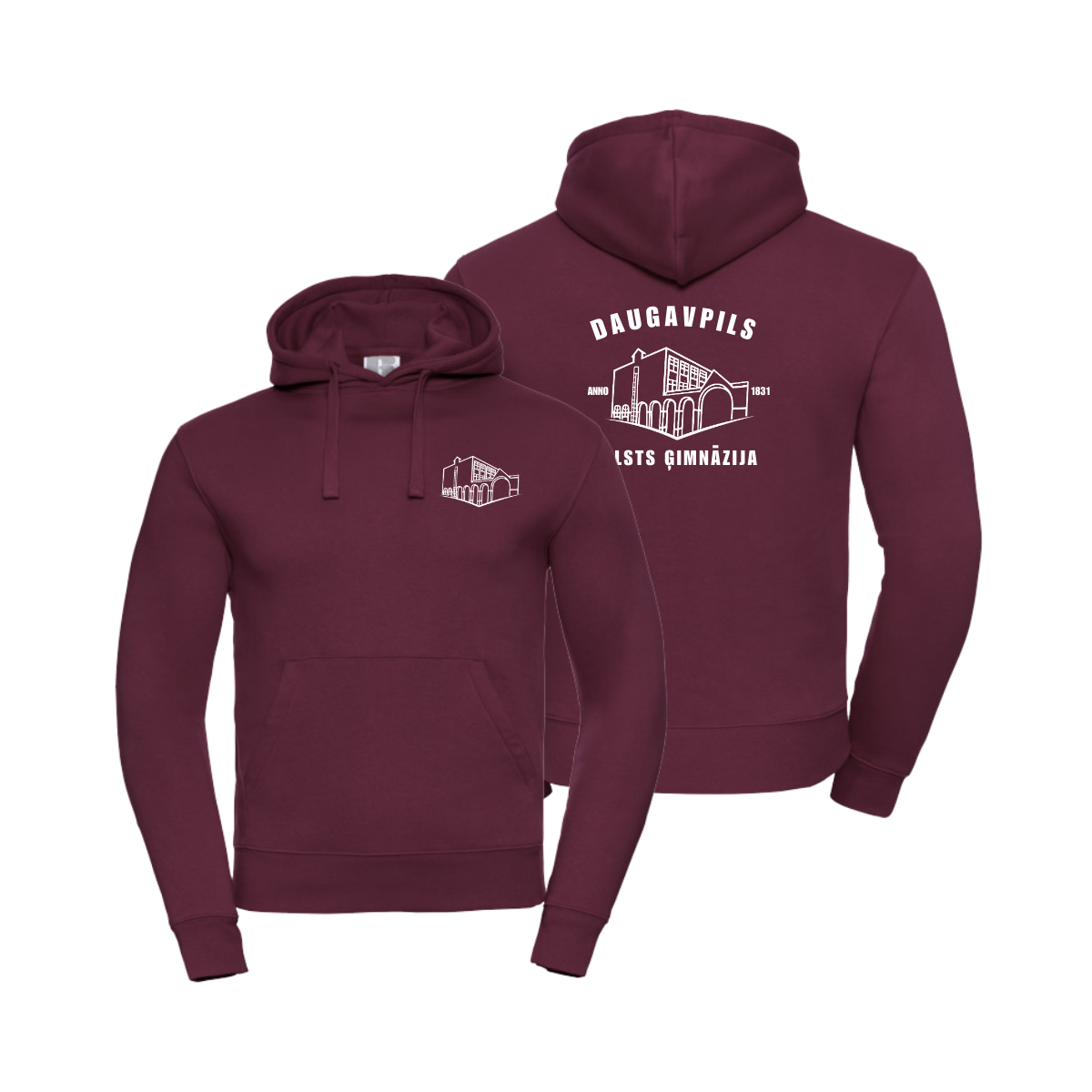 Daugavpils Valsts ģimnāzijas hūdijs, Krāsa: Bordo, Izmērs: XS