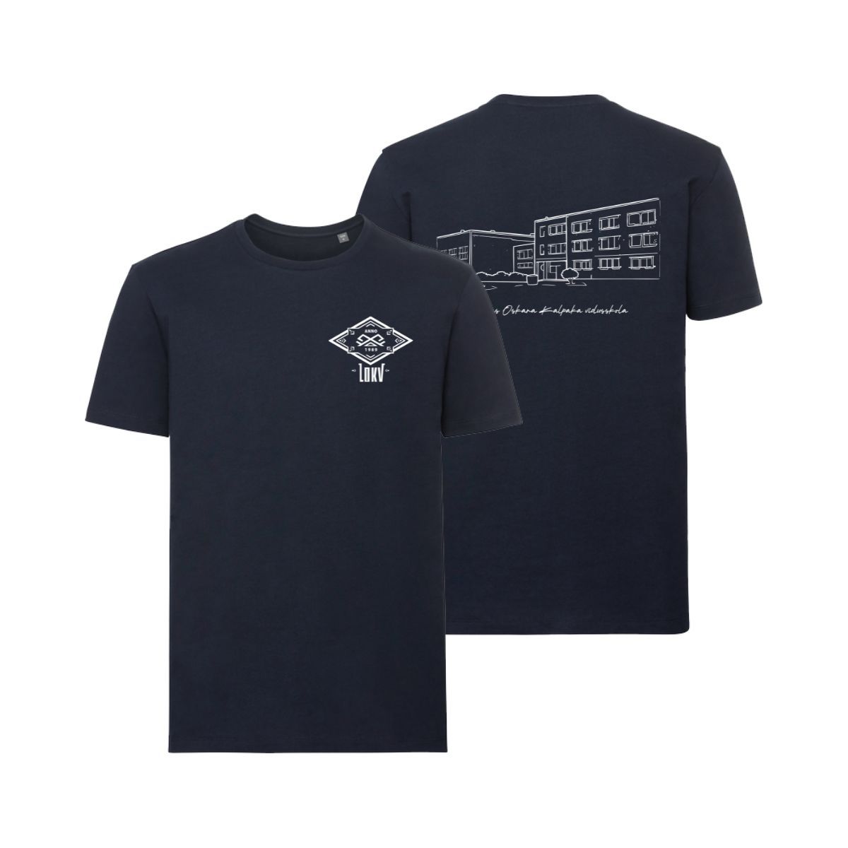 Liepājas Oskara Kalpaka vidusskolas T-krekls, Krāsa: Tumši zils, Izmērs: XS