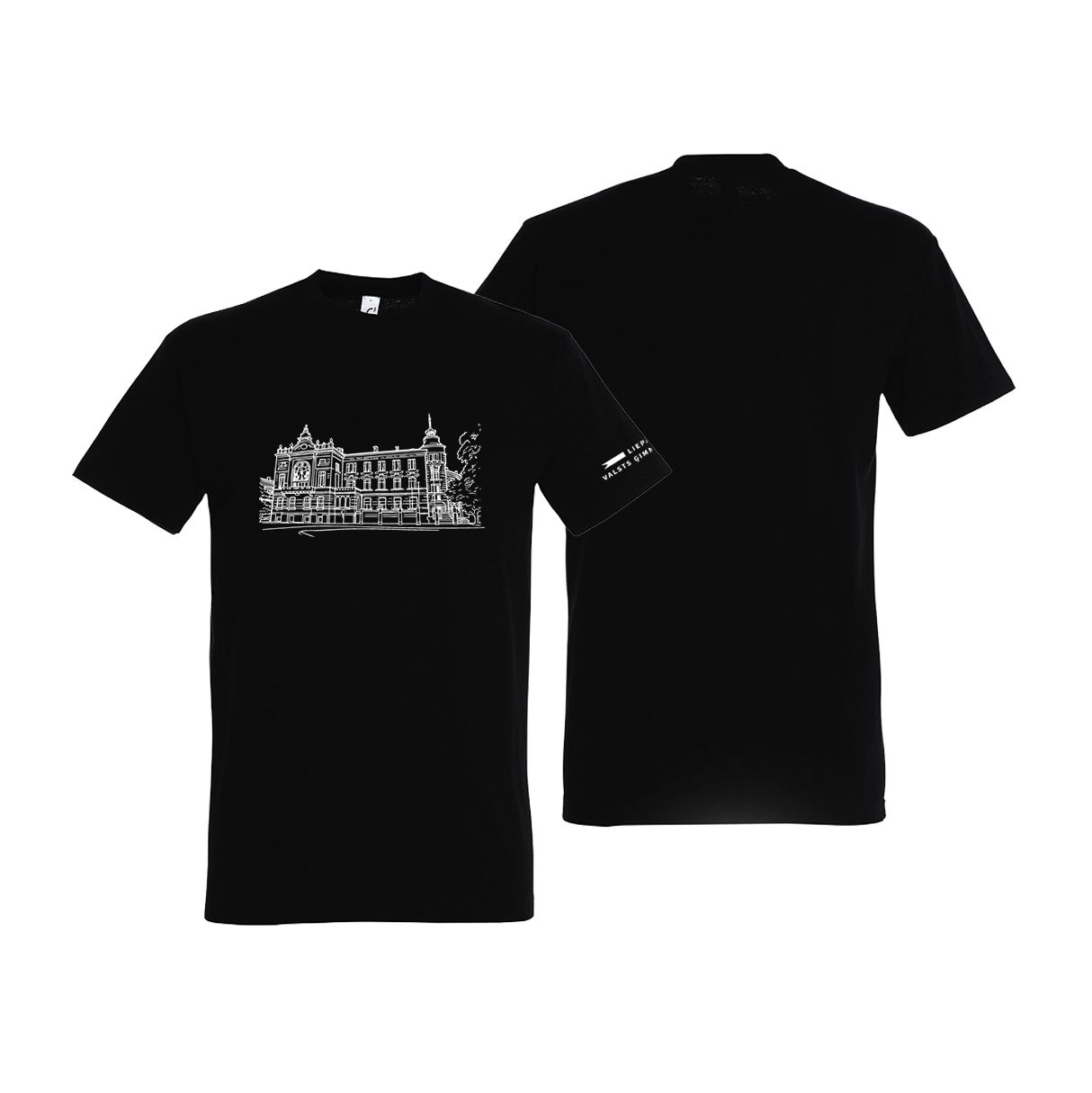 Liepājas Valsts ģimnāzijas T-krekls | My School Merch, Krāsa: Melns, Izmērs: XS, Dizains: #1