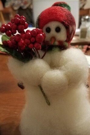 Berry Merry Wooly Snowman, Handcrafted Gift