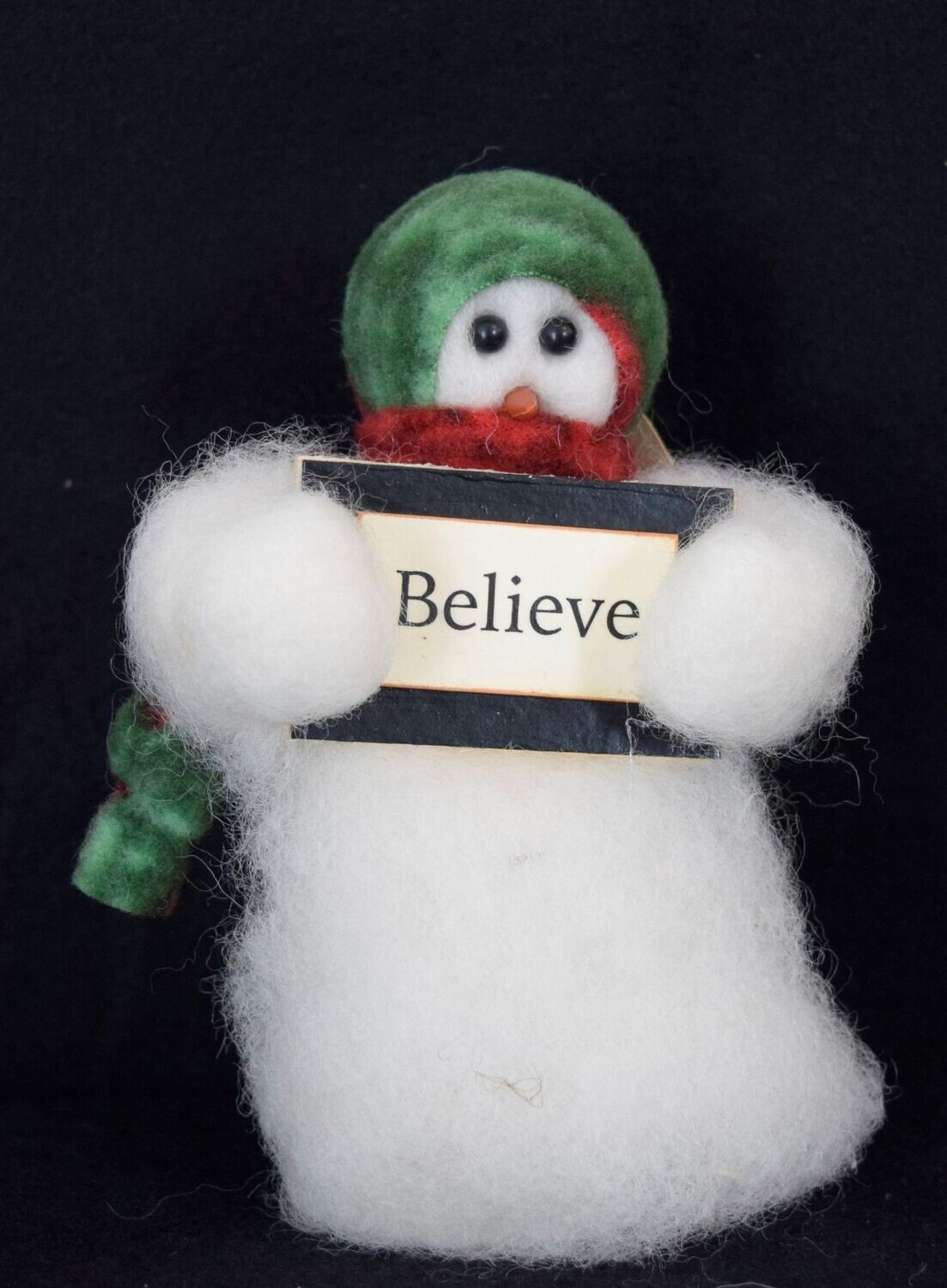 Believe Wooly Snowman, Handcrafted Gift