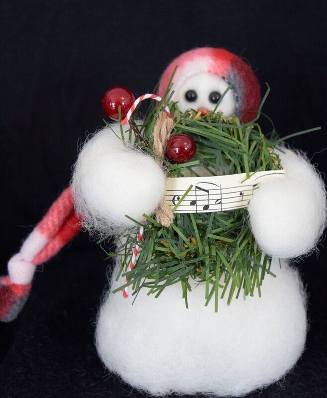 Sing Noel Wooly Snowman, Handcrafted Gift