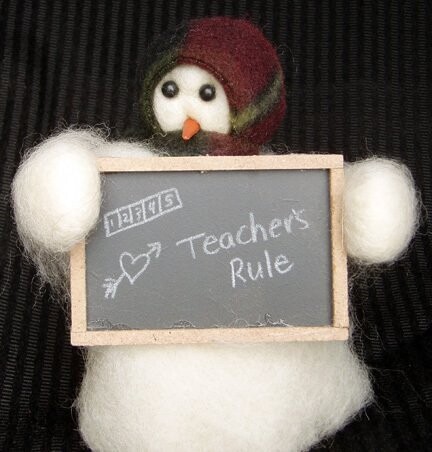 Teachers Rule Wooly Primitive Snowmen