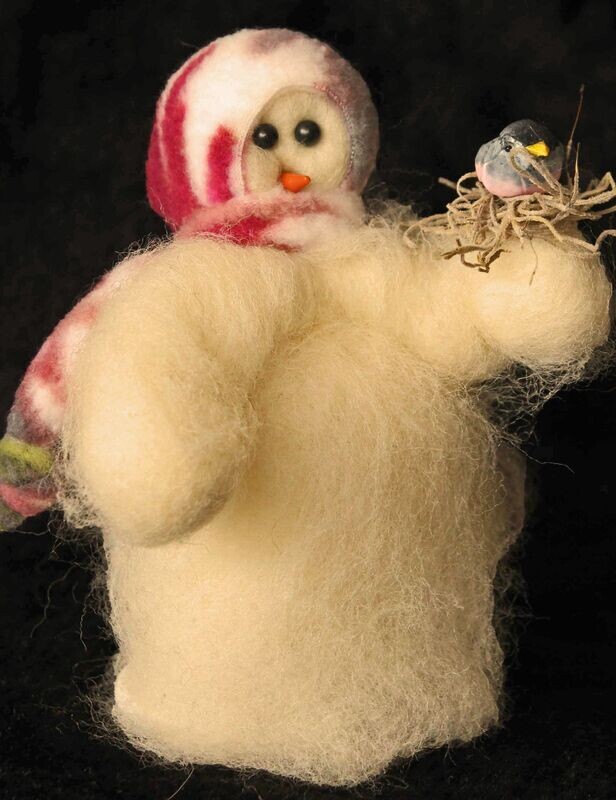Welcome Spring Wooly Primitive Snowman