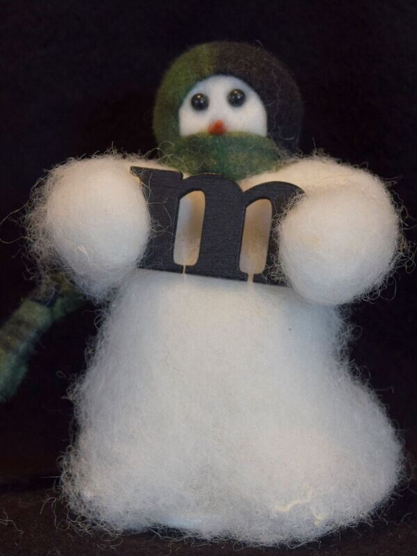 My Initial Personalized Wooly Primitive Snowman