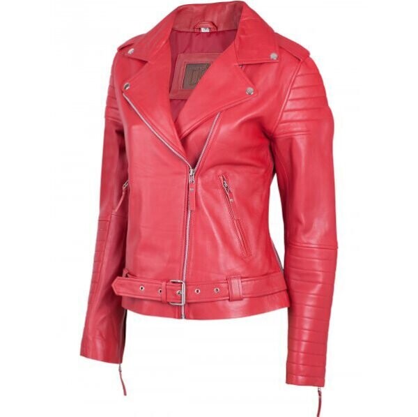 Hot Pink Lipstick Leather Jacket