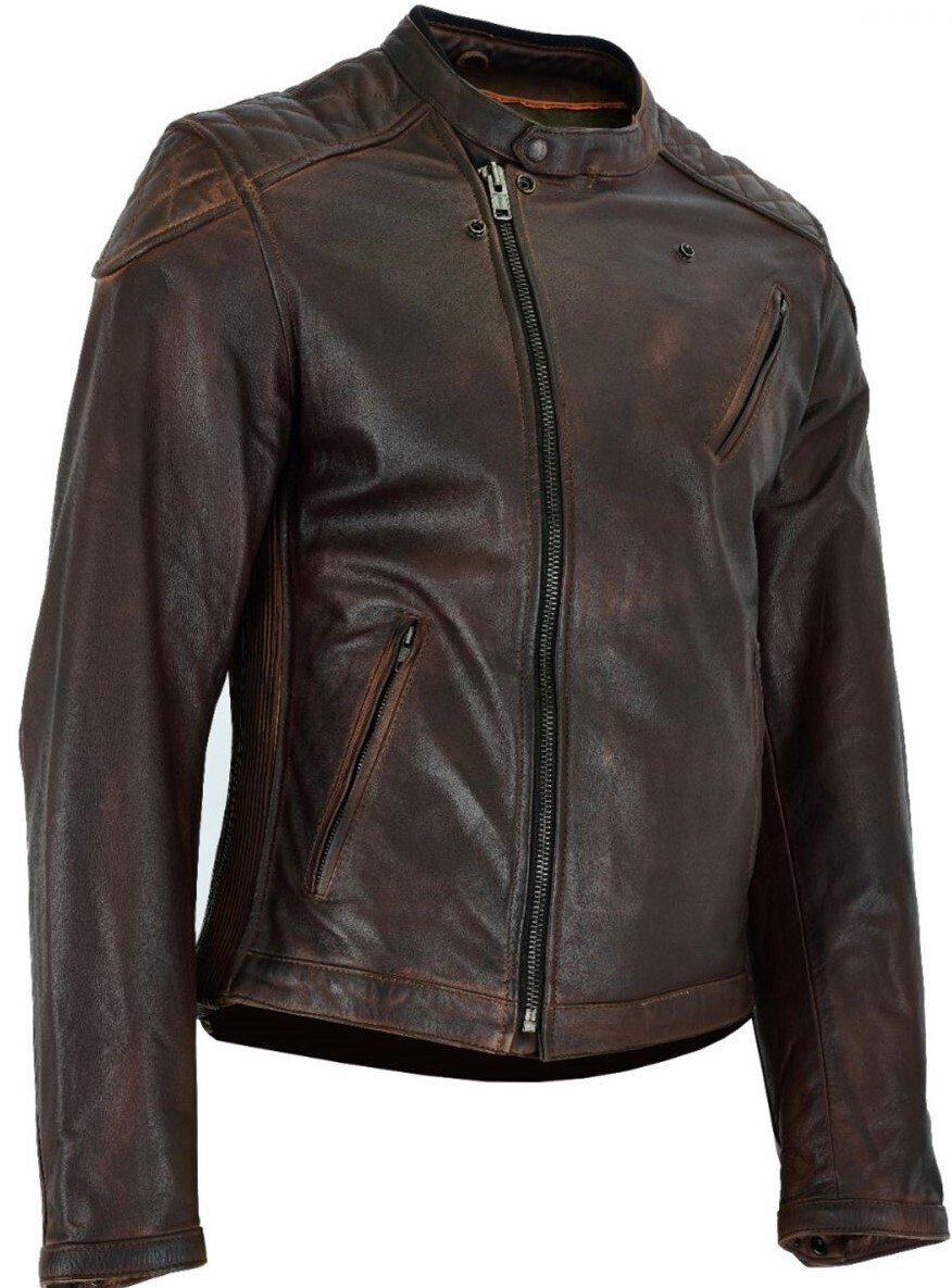 Dream Rider Apparel Vintage Motorcycle Jacket Naked Cowhide Leather Front Zipper