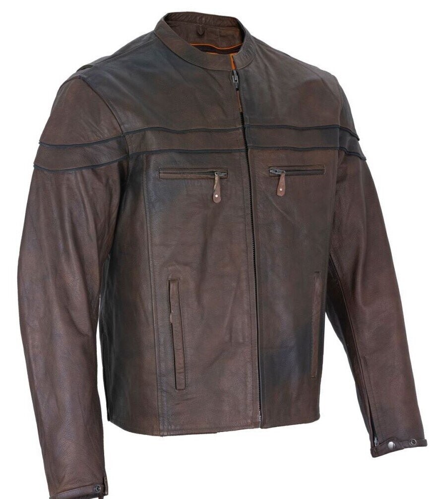 Men's Brown Naked Free Cowhide Leather Jacket