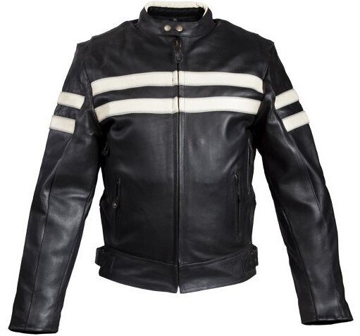 Men's Leather Speed Racer Jacket With Cream Stripes