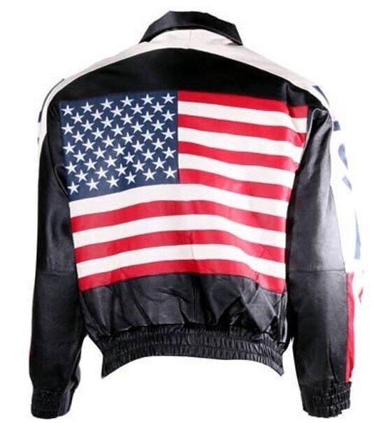 USA Flag Freedom Motorcycle Leather Jacket