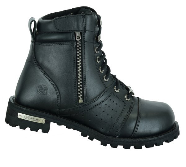 MENโS 6โโ SIDE ZIPPER PLAIN TOE BOOT W/PERFORATION
