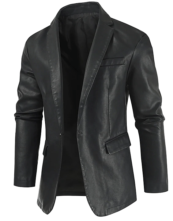 โMen's Leather Jacket Warm Daily Wear Work BLAZER