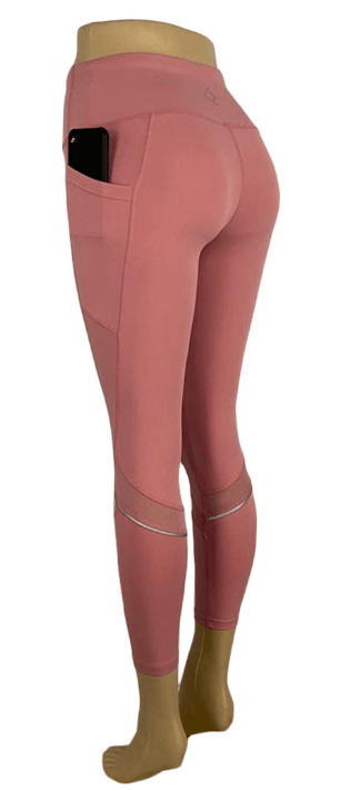 7/8 Leggings with Sheer Mesh Panel On Leg โ Mauve