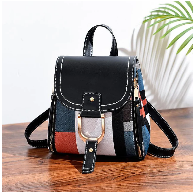 Women's Backpack Leather Geometric Artwork Daily Going out claret naturals White Black