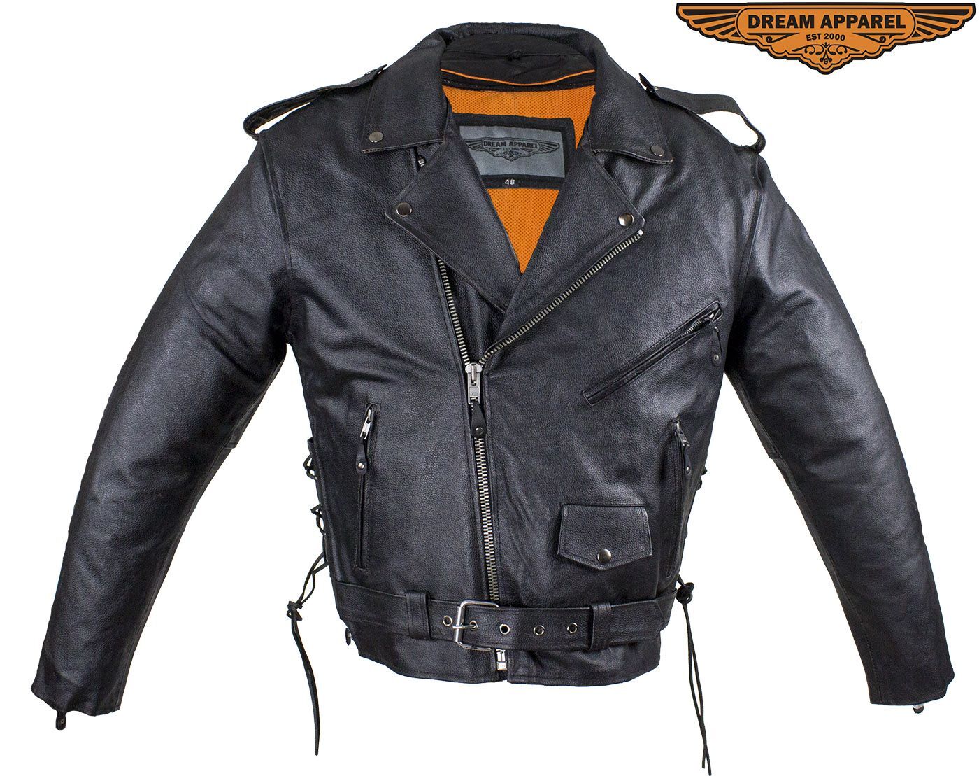 Men's Leather Motorcycle Jacket With Eagle