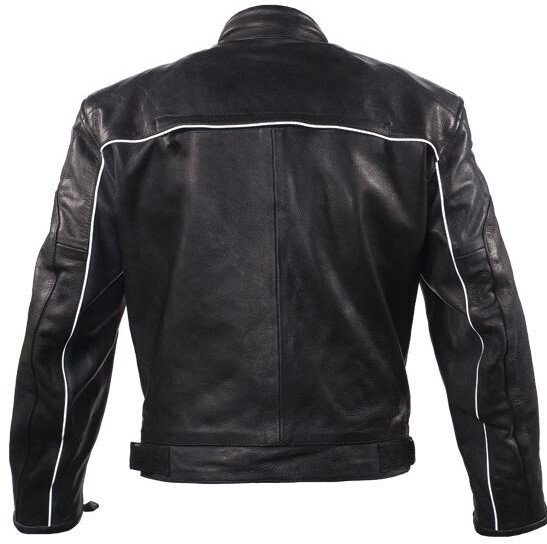 Men's Naked Cowhide Leather Black Racer Jacket