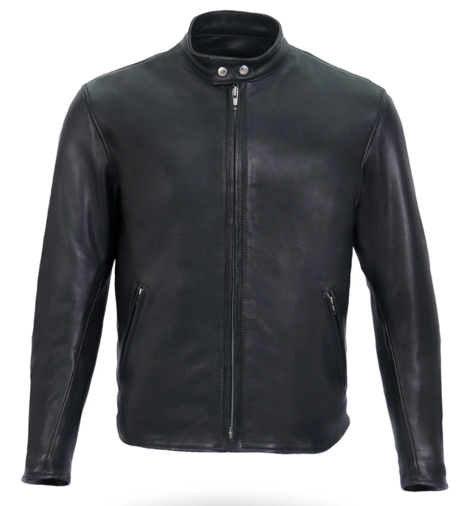 USA MADE MEN'S BLACK LEATHER MOTORCYCLE BIKER JACKET