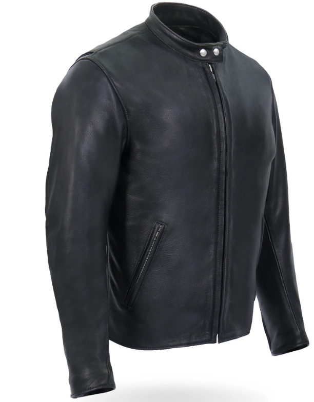 USA MADE MEN'S BLACK LEATHER MOTORCYCLE BIKER JACKET