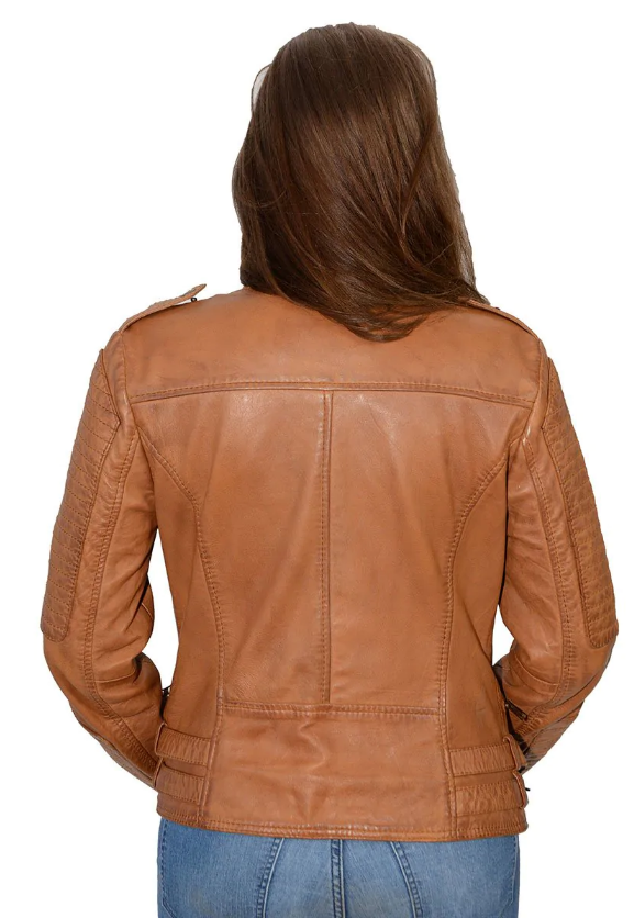 WHISKEY AND NICE WOMEN'S QUILTED LAMBSKIN LEATHER JACKET