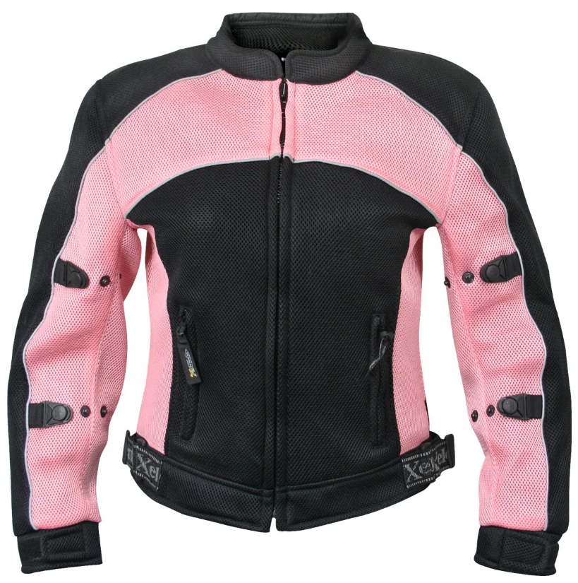 WOMEN'S 'PROTECTOR' BLACK AND PINK MESH JACKET WITH X-ARMOR PROTECTION