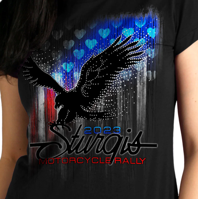LIMITED EDITION STURGIS 2023 BLING EAGLE LADIES T-SHIRT