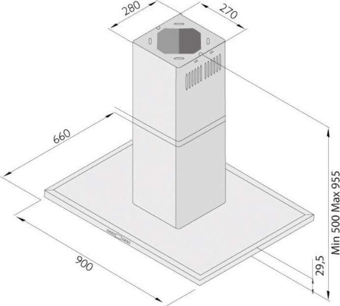 Davoline Slim Island Απορροφητήρας Νησίδα 90cm Inox