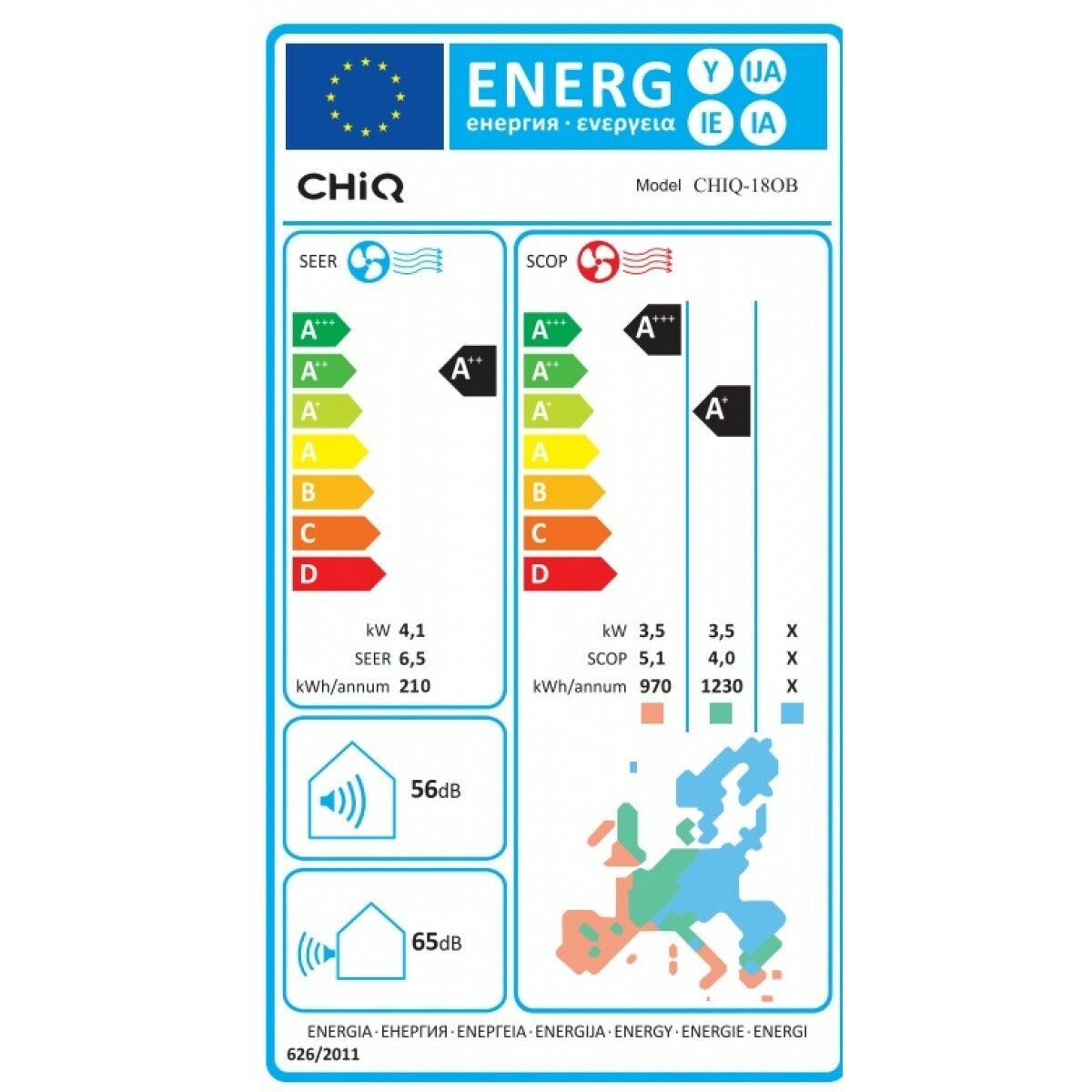 CHiQ 18OB Κλιματιστικό Inverter 18000 BTU A++/A+ με Ιονιστή και WiFi