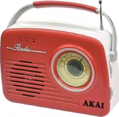 Akai APR-11 -R Κόκκινο Retro Επιτραπέζιο Ραδιόφωνο Ρεύματος / Μπαταρίας με USB