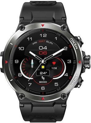 Zeblaze Stratos 2 Stainless Steel Αδιάβροχο Smartwatch με Παλμογράφο (Meteorite Black)