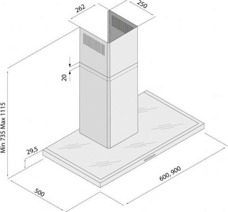Davoline Slim Plus IX-BL Απορροφητήρας Καμινάδα 90cm Inox